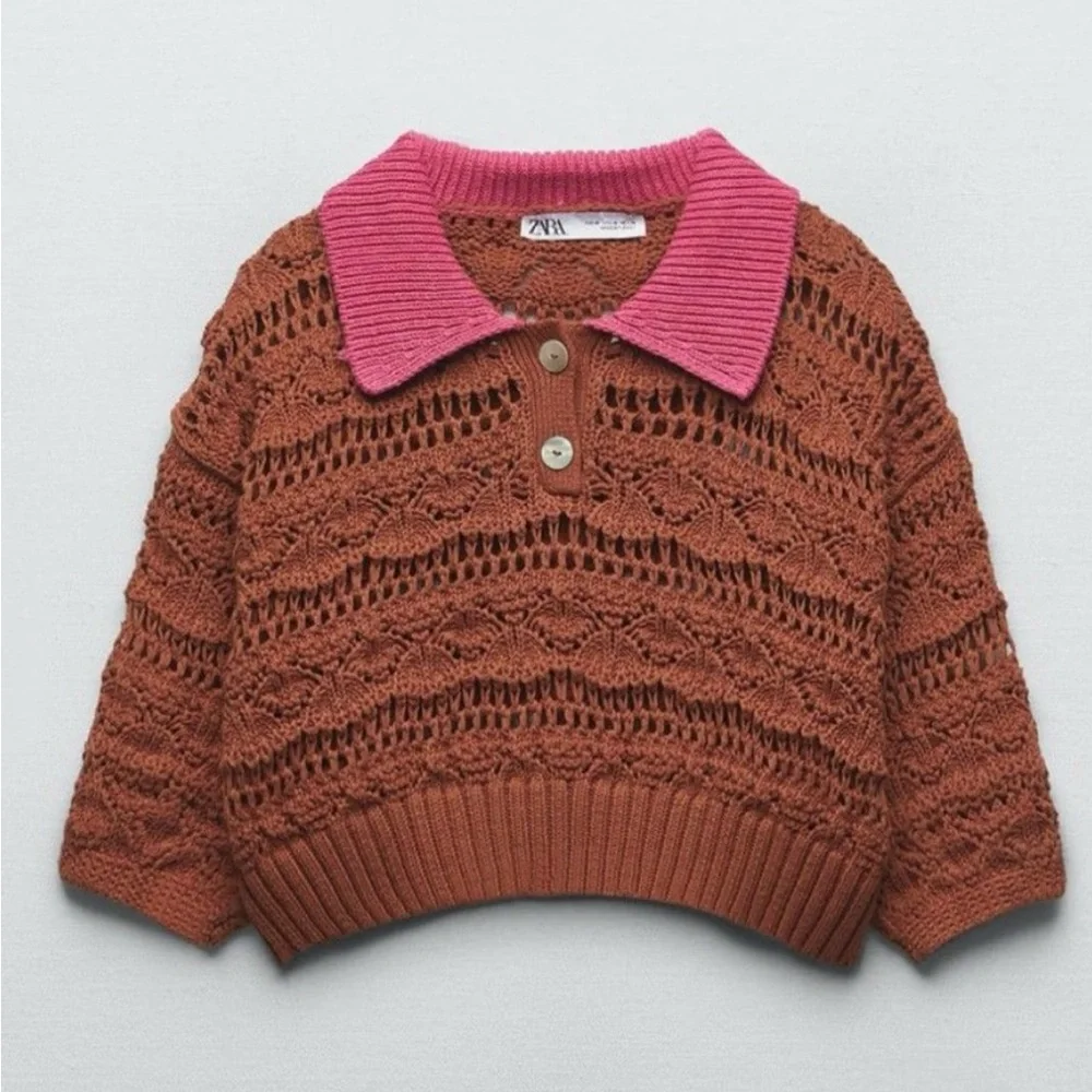 ZARA POINTELLE CROCHETED CROP TOP
